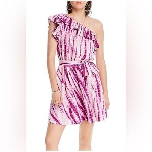 BLOOMINGDALES LINI S Remi Tie-Dye Ruffled One-Shoulder Mini Dress Belted